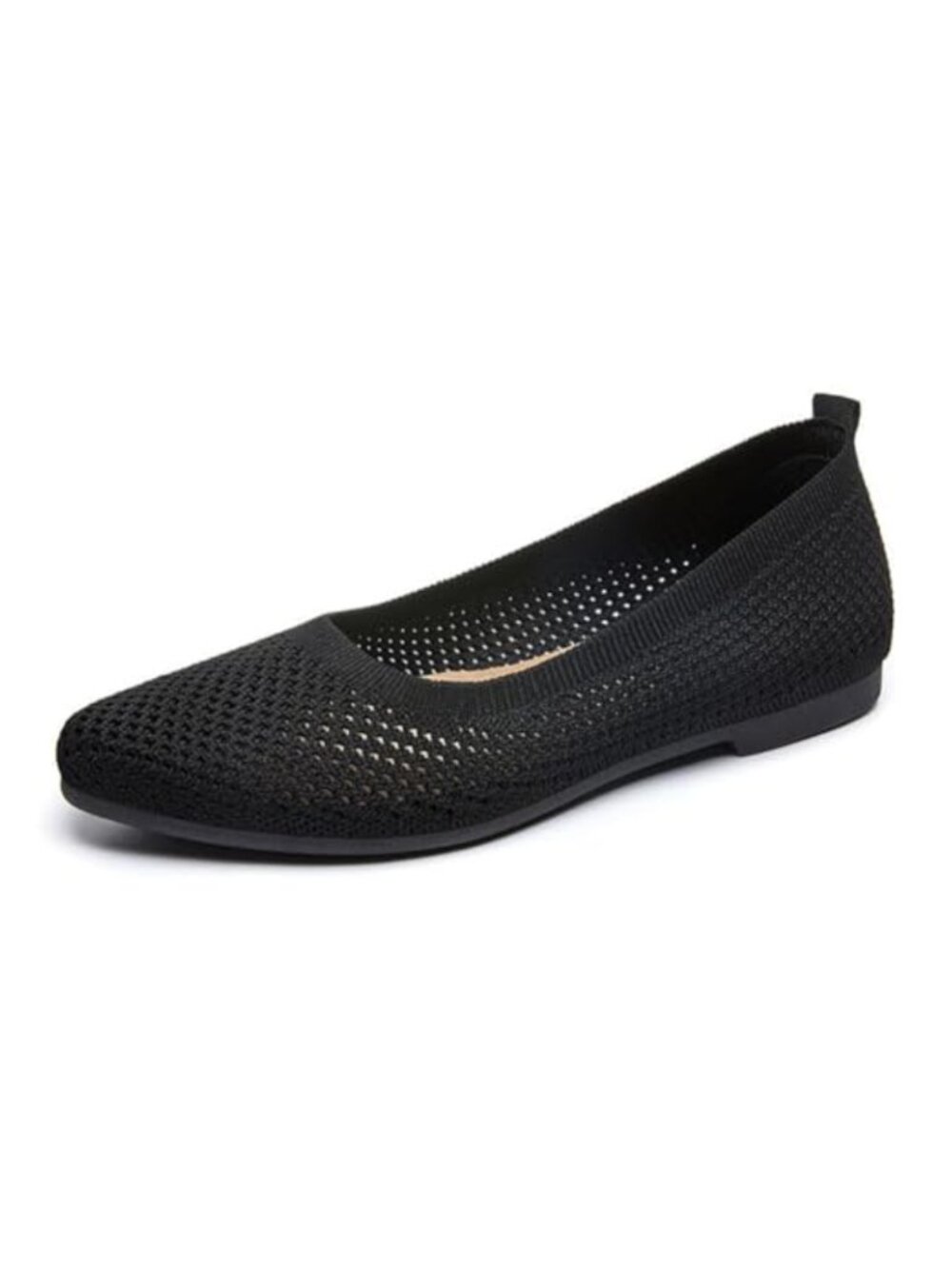 Women's Square Toe Knit Ballet Flats Breathable Mesh Slip-On Comfortable Work